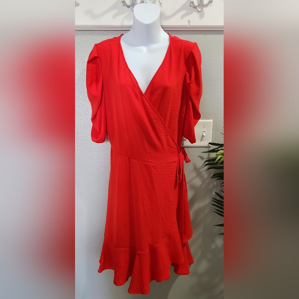 Mangosteen Elegant Red Wrap Dress